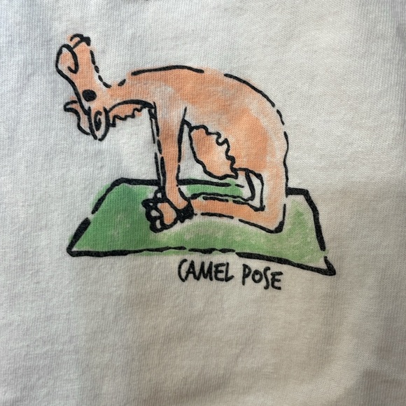 LANDS END UEC Girls Size M (8) White Long Sleeve Yoga Poses T Shirt Cotton - Picture 4 of 12